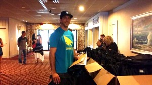 Brian Detrick at the 56th Masters athlete check in